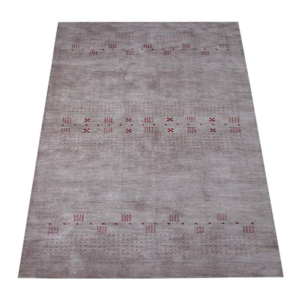 Hand Knotted Wool Area Rug Contemporary Brown L00504
