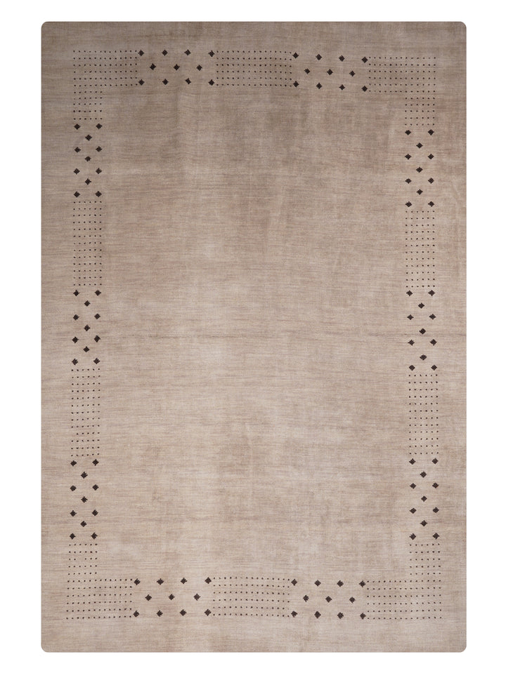 Contemporary Hand Knotted Wool Rug with Minimalist Border Design