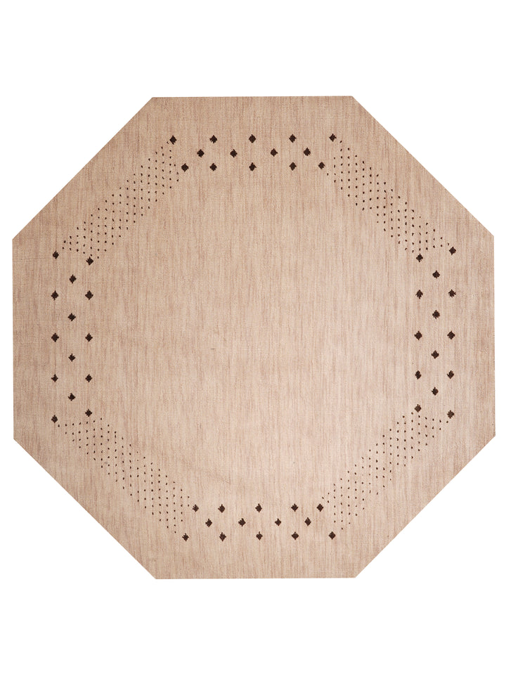 Contemporary Hand Knotted Wool Rug with Minimalist Border Design