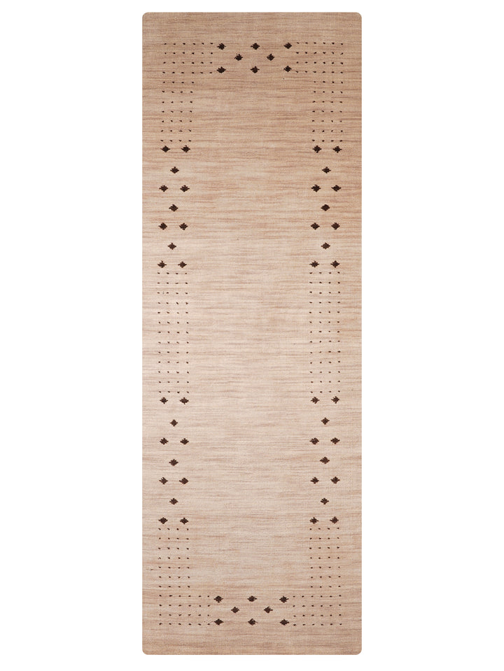 Contemporary Hand Knotted Wool Rug with Minimalist Border Design