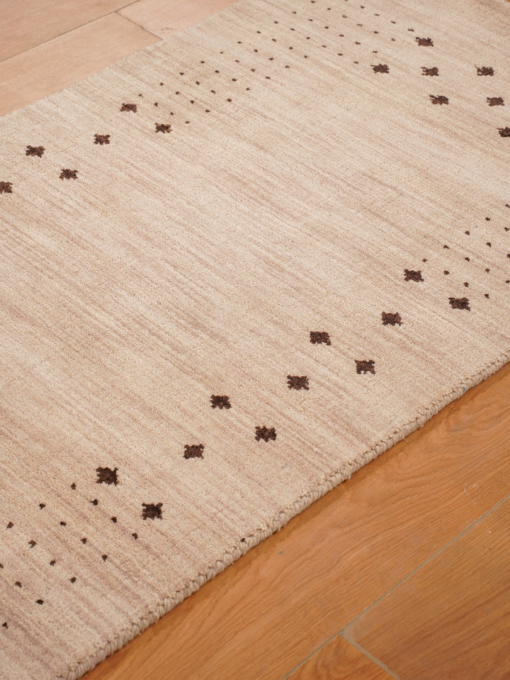 Contemporary Hand Knotted Wool Rug with Minimalist Border Design