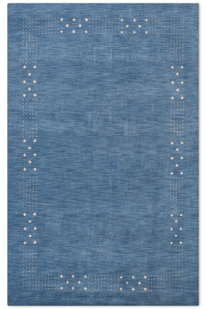 Contemporary Hand Knotted Wool Rug with Minimalist Border Design