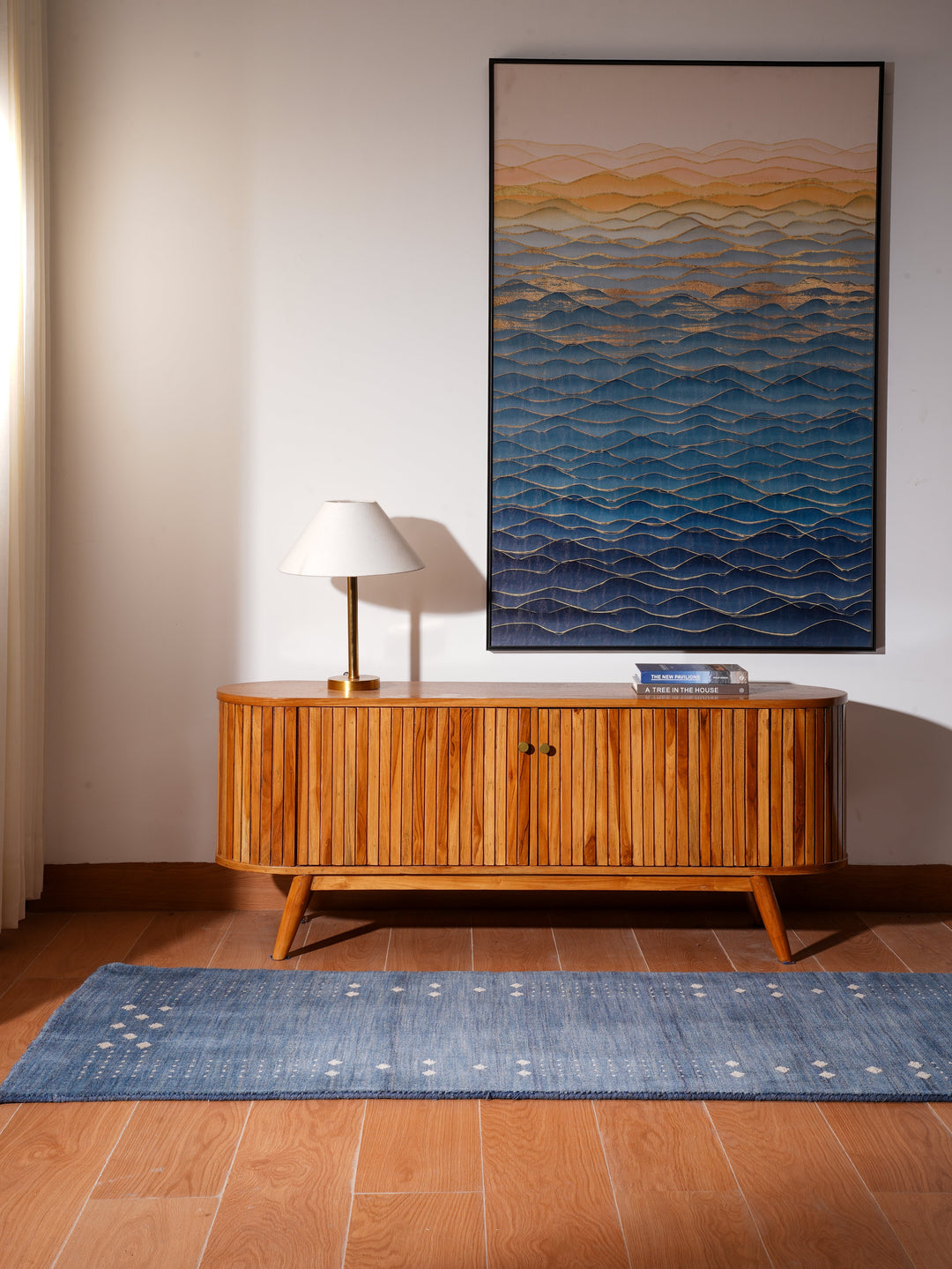 Contemporary Hand Knotted Wool Rug with Minimalist Border Design