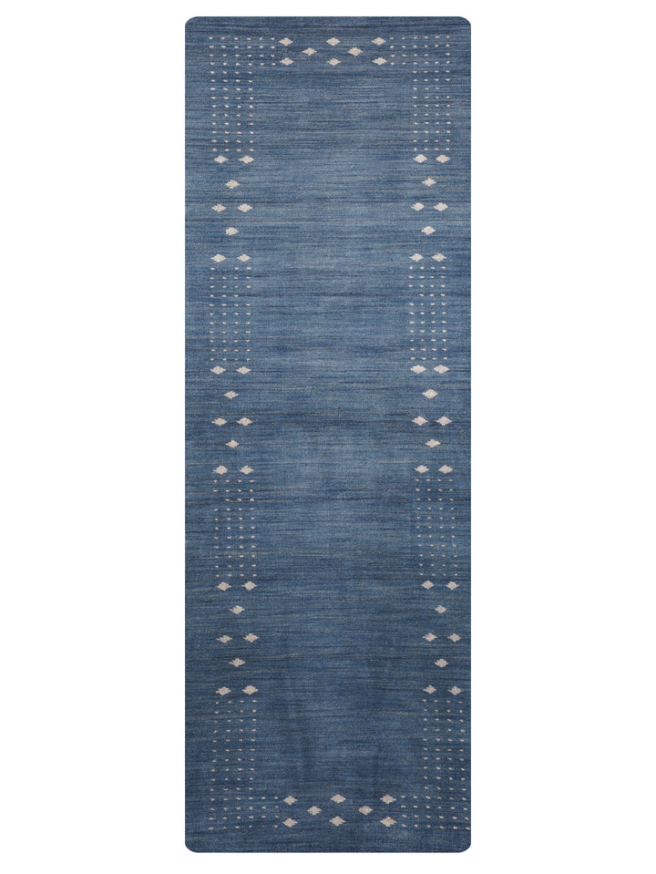 Contemporary Hand Knotted Wool Rug with Minimalist Border Design