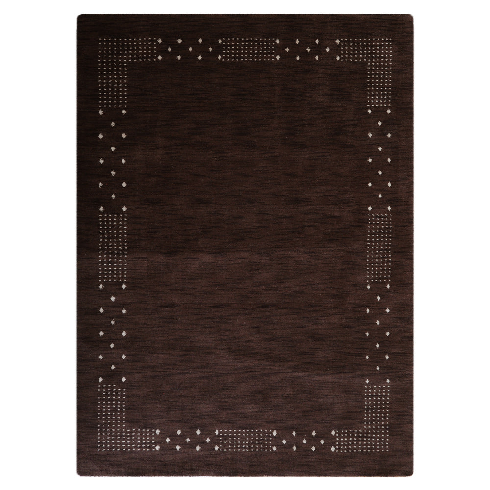 Contemporary Hand Knotted Wool Rug with Minimalist Border Design