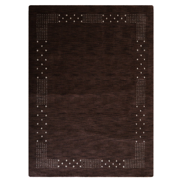 Contemporary Hand Knotted Wool Rug with Minimalist Border Design