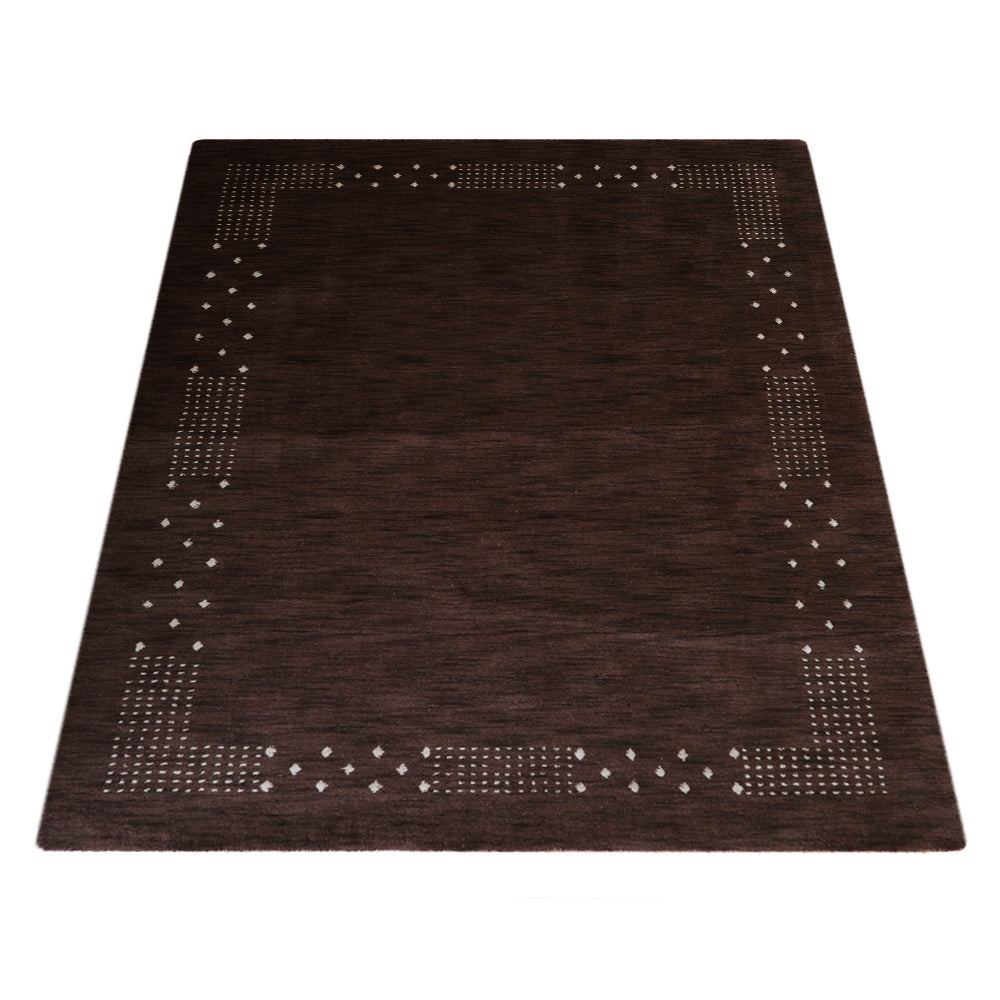 Contemporary Hand Knotted Wool Rug with Minimalist Border Design