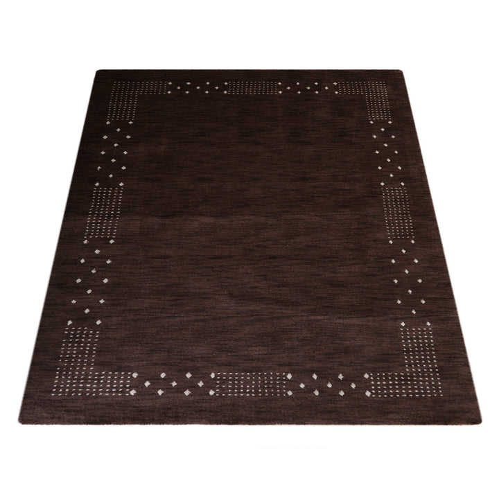 Contemporary Hand Knotted Wool Rug with Minimalist Border Design