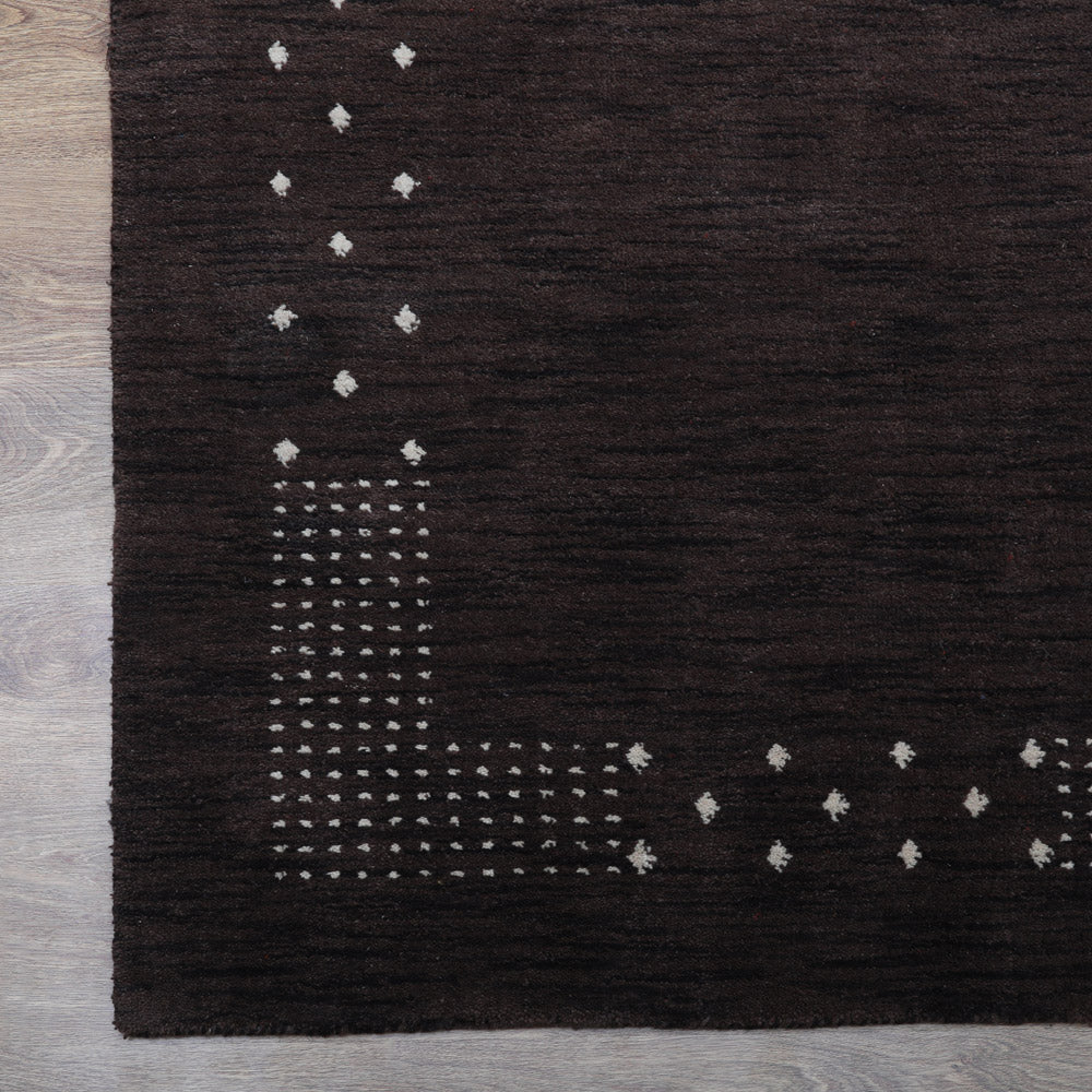 Contemporary Hand Knotted Wool Rug with Minimalist Border Design