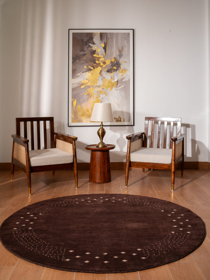 Contemporary Hand Knotted Wool Rug with Minimalist Border Design