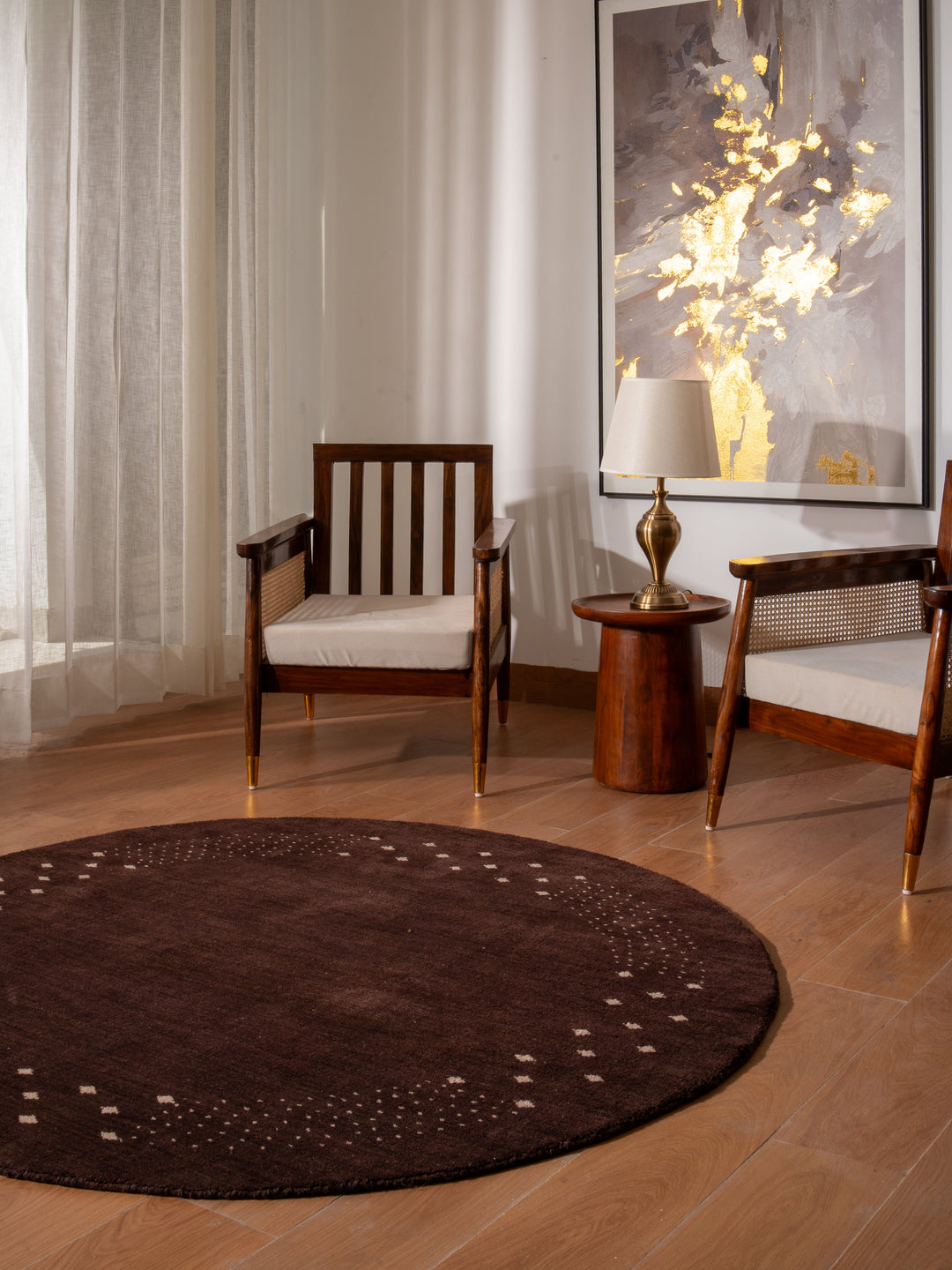 Contemporary Hand Knotted Wool Rug with Minimalist Border Design