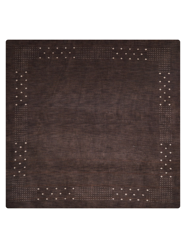 Contemporary Hand Knotted Wool Rug with Minimalist Border Design