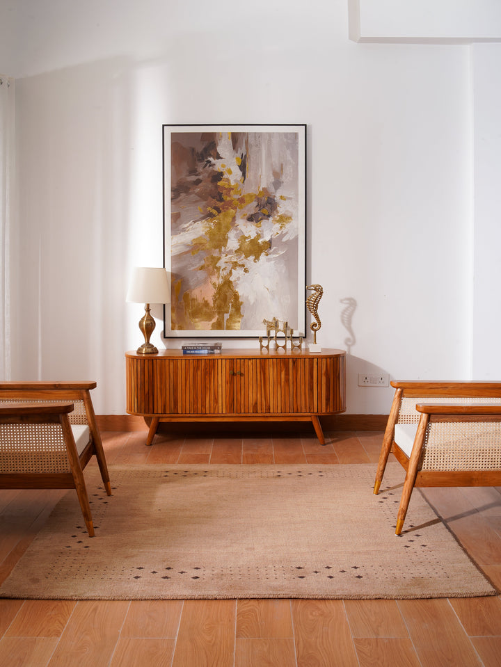 Contemporary Hand Knotted Wool Rug with Minimalist Border Design