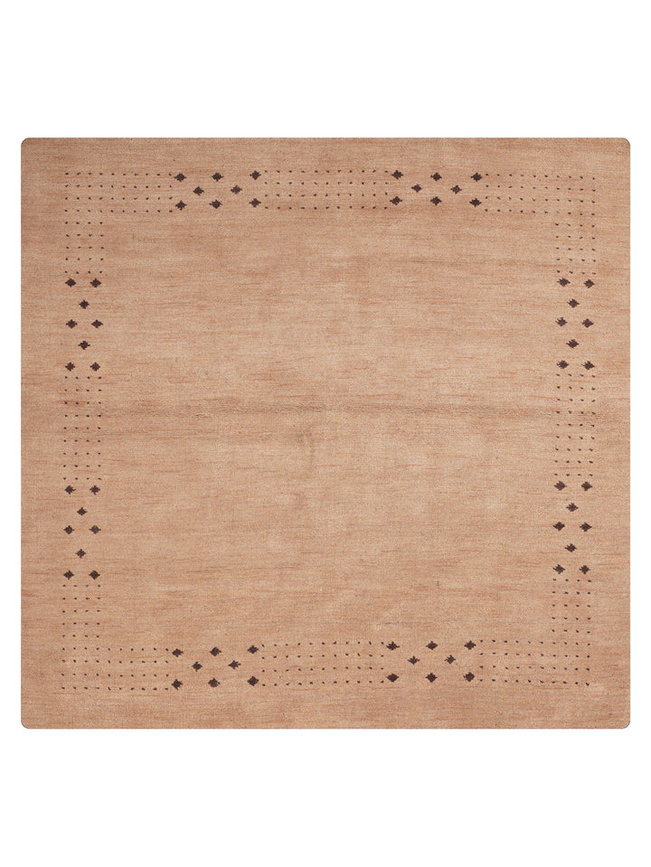 Contemporary Hand Knotted Wool Rug with Minimalist Border Design