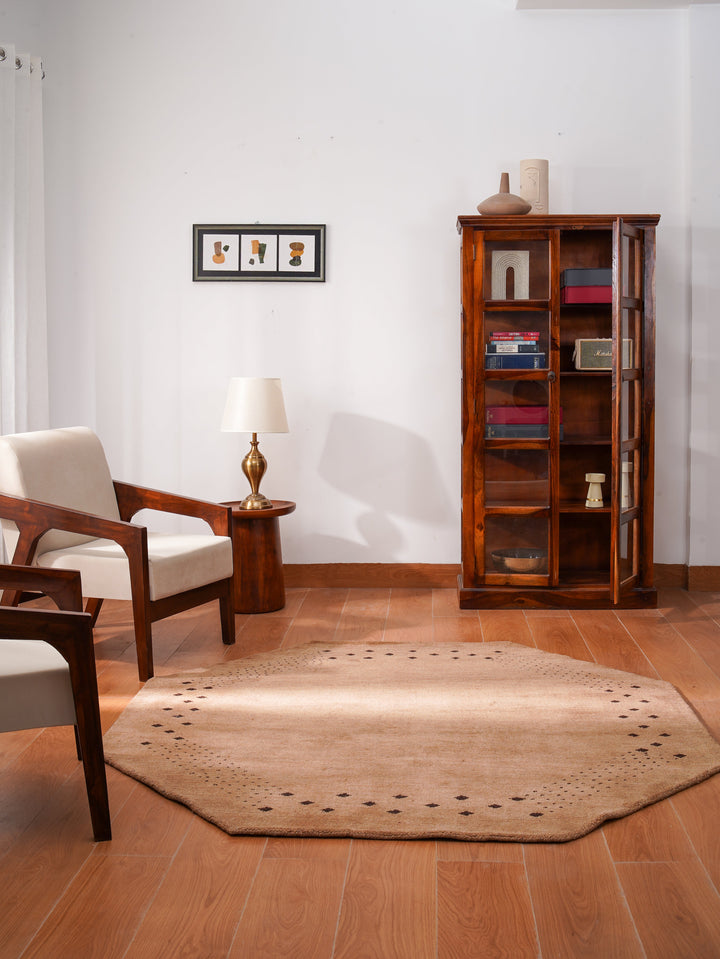 Contemporary Hand Knotted Wool Rug with Minimalist Border Design
