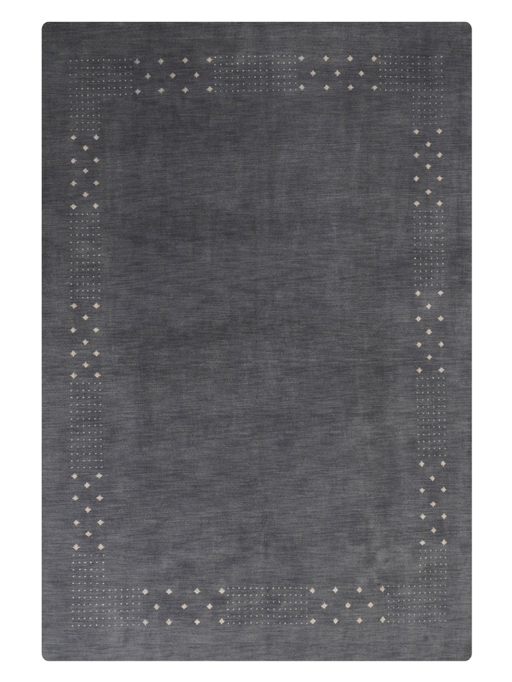 Contemporary Hand Knotted Wool Rug with Minimalist Border Design