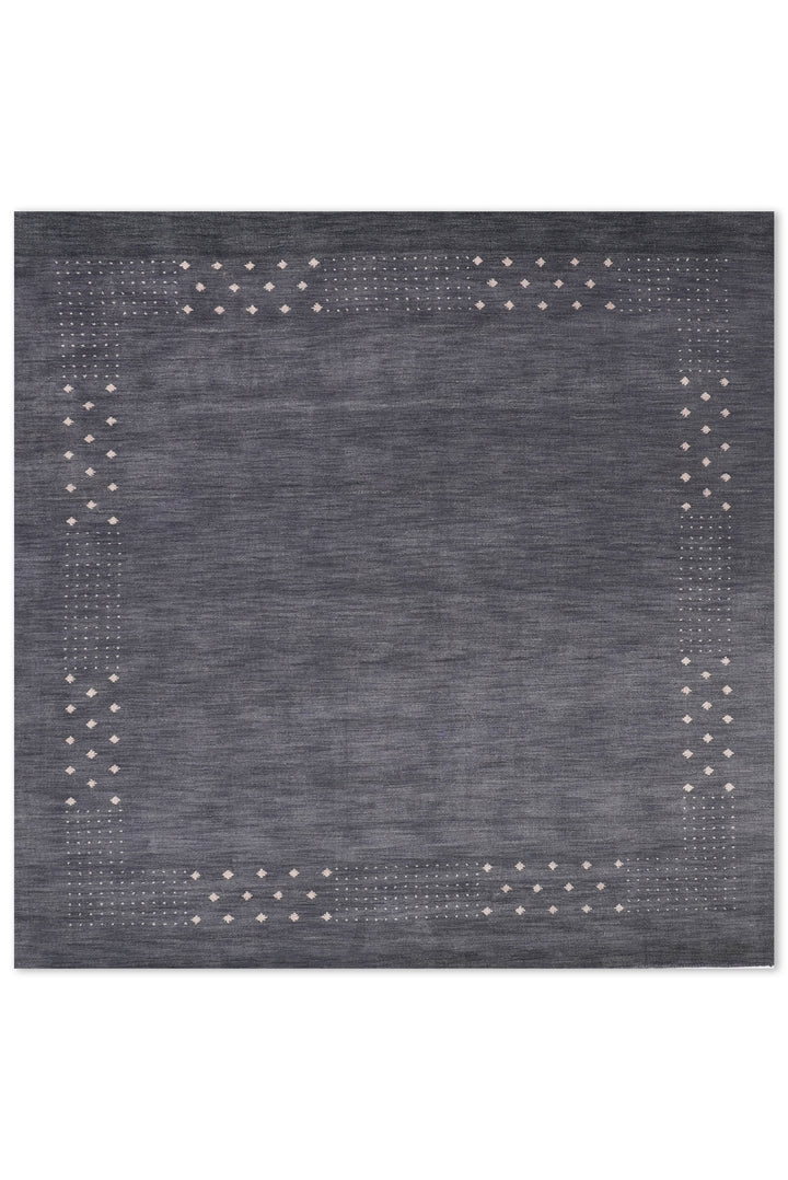 Contemporary Hand Knotted Wool Rug with Minimalist Border Design