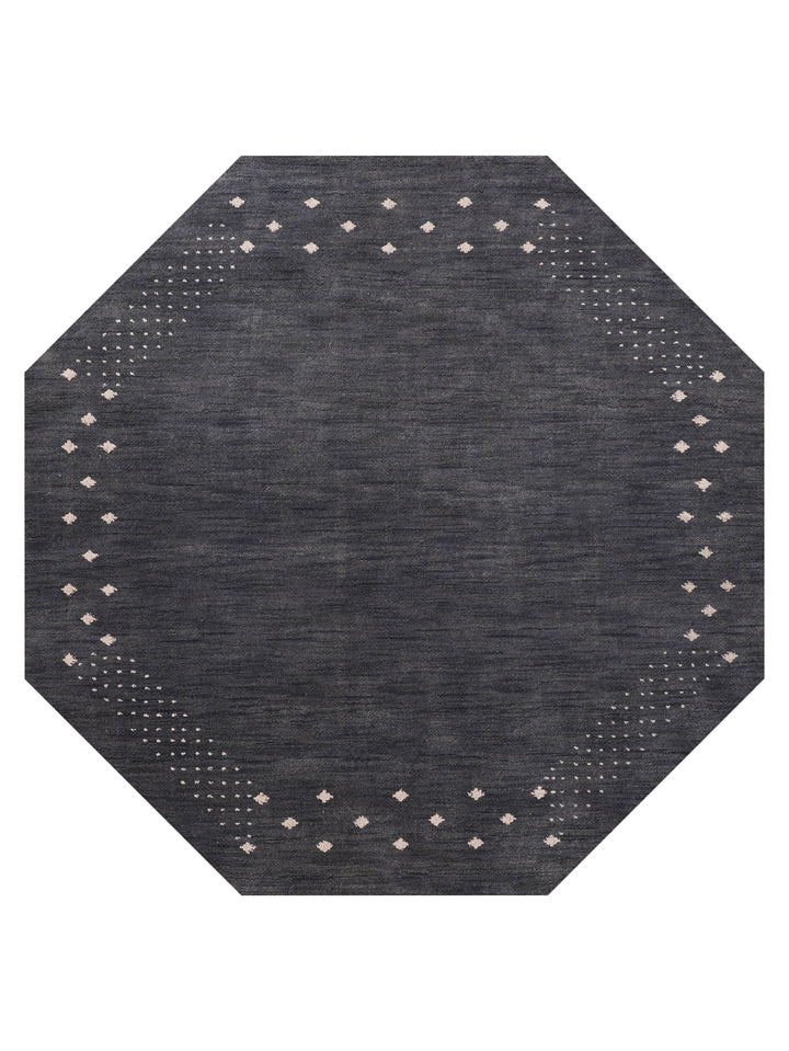 Contemporary Hand Knotted Wool Rug with Minimalist Border Design