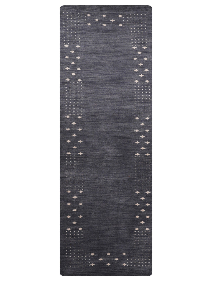 Contemporary Hand Knotted Wool Rug with Minimalist Border Design
