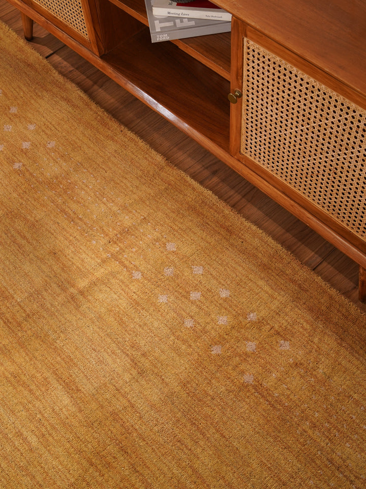 Contemporary Hand Knotted Wool Rug with Minimalist Border Design