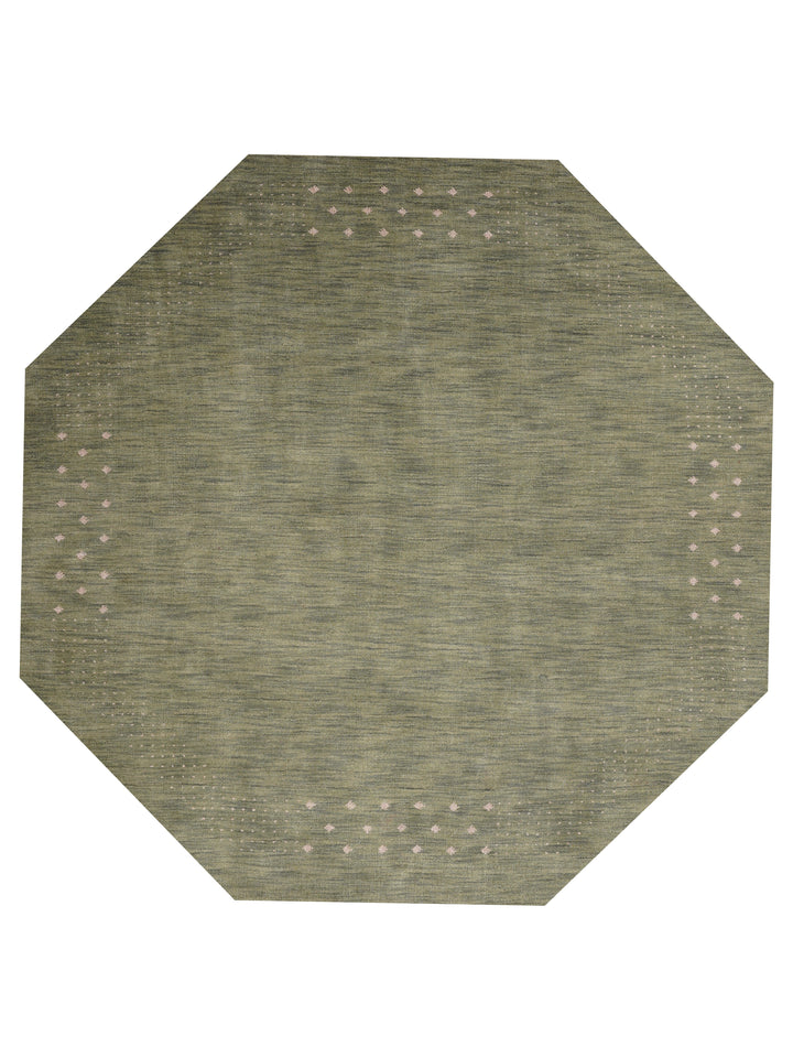 Contemporary Hand Knotted Wool Rug with Minimalist Border Design