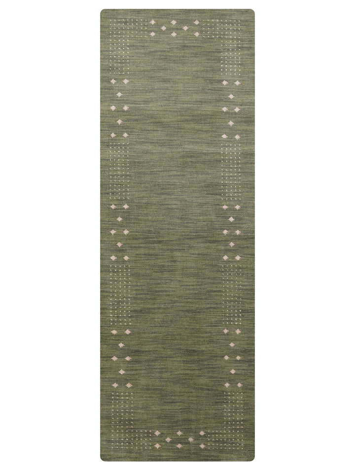 Contemporary Hand Knotted Wool Rug with Minimalist Border Design