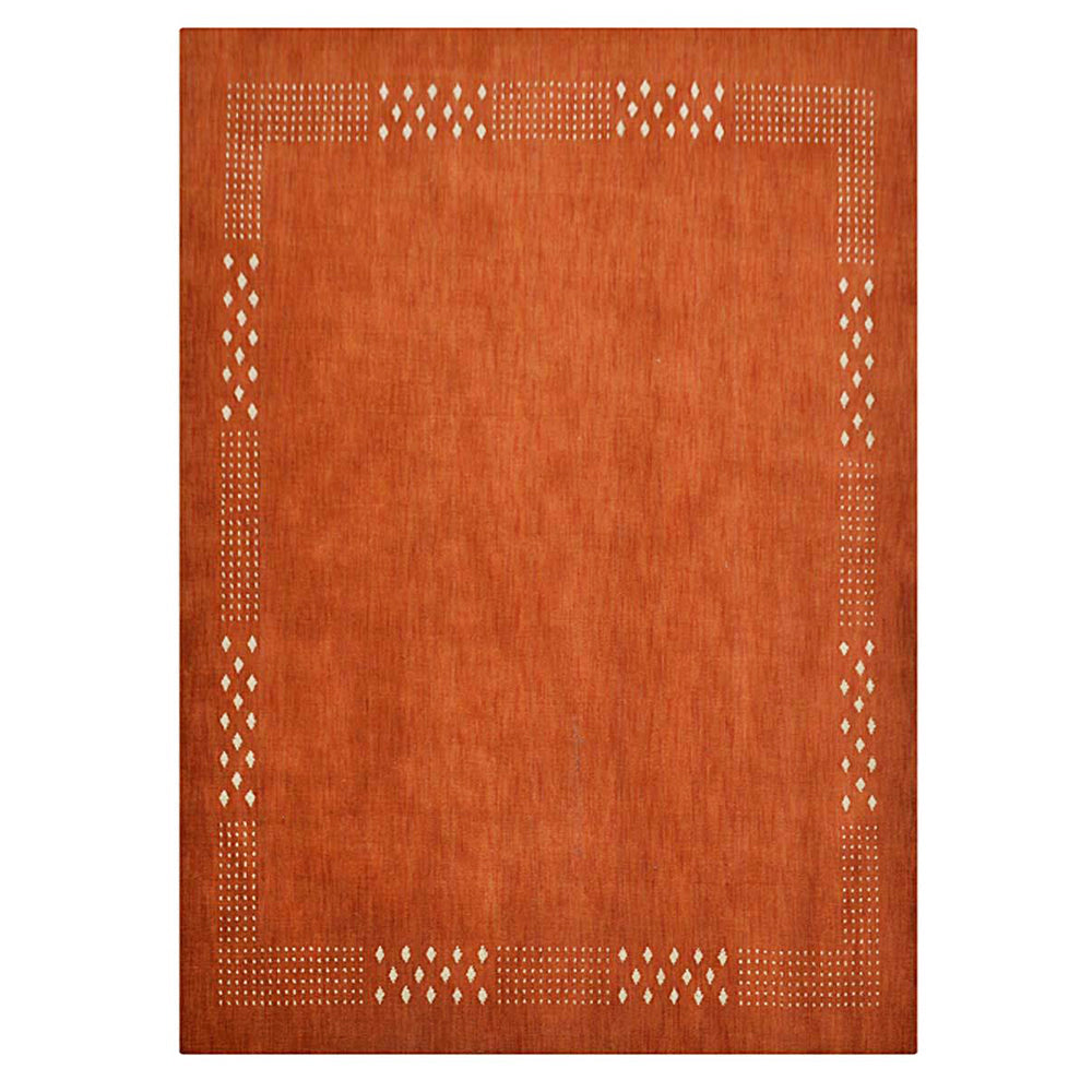 Contemporary Hand Knotted Wool Rug with Minimalist Border Design
