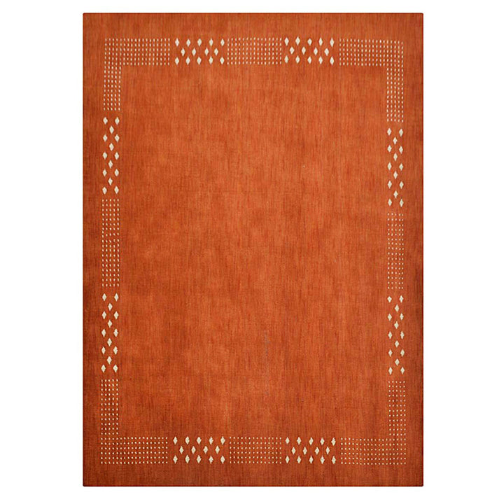 Contemporary Hand Knotted Wool Rug with Minimalist Border Design