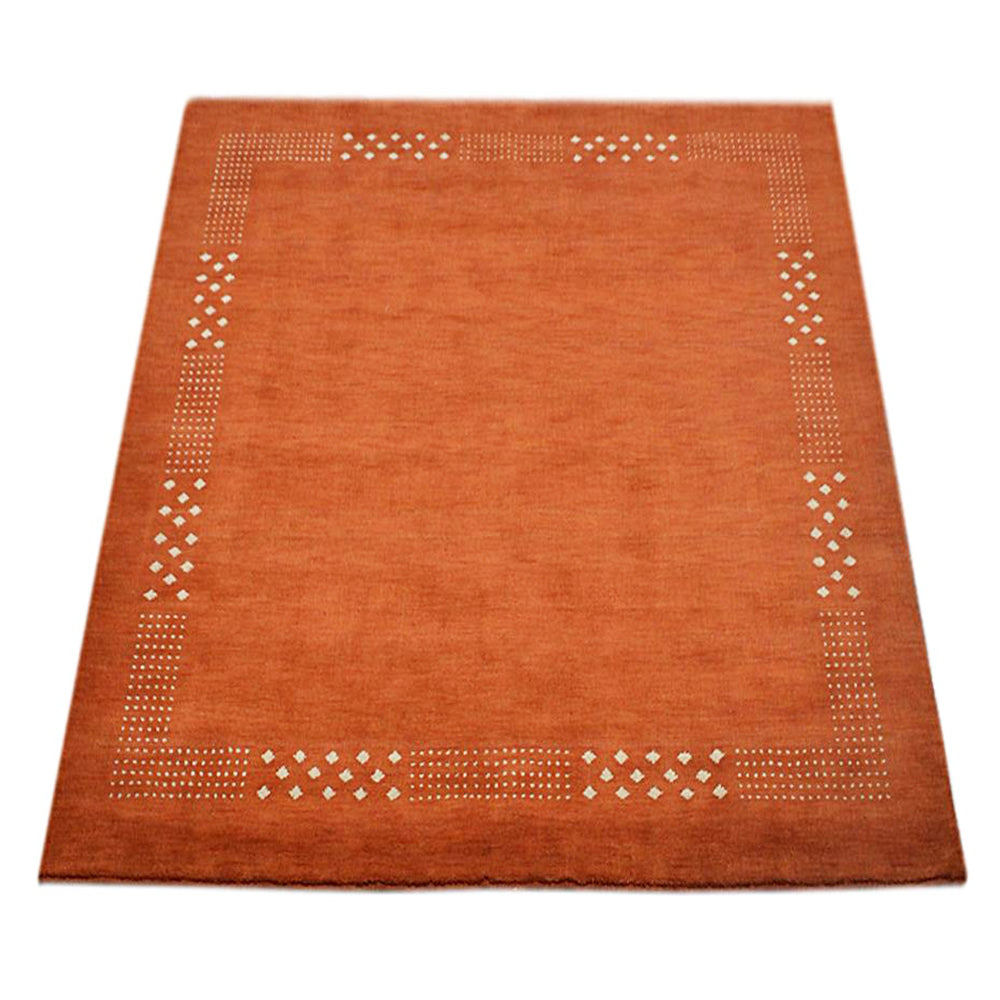 Contemporary Hand Knotted Wool Rug with Minimalist Border Design