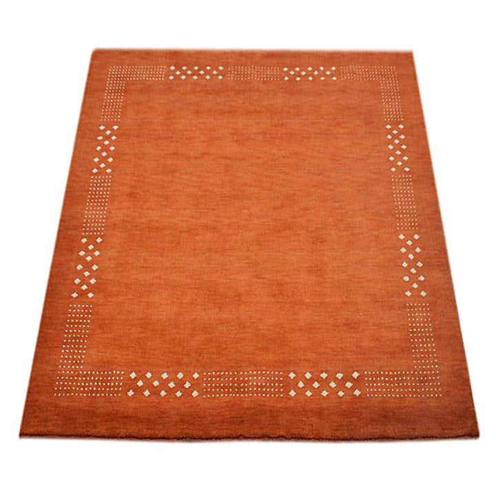 Contemporary Hand Knotted Wool Rug with Minimalist Border Design