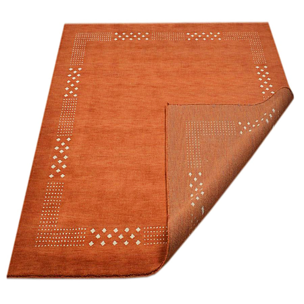 Contemporary Hand Knotted Wool Rug with Minimalist Border Design