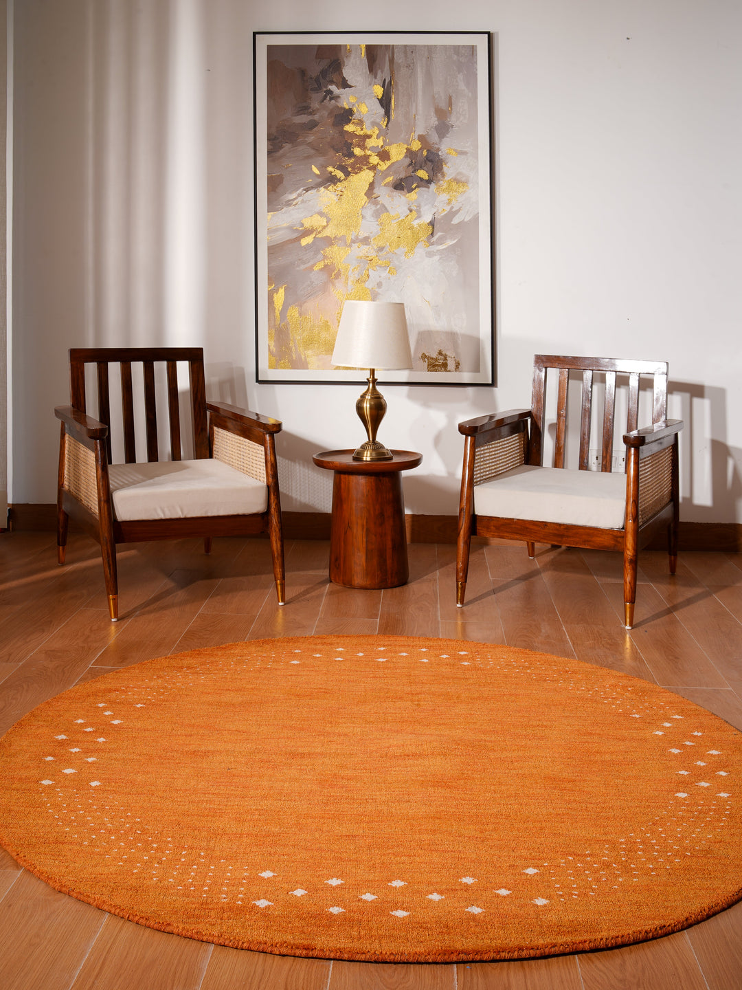 Contemporary Hand Knotted Wool Rug with Minimalist Border Design