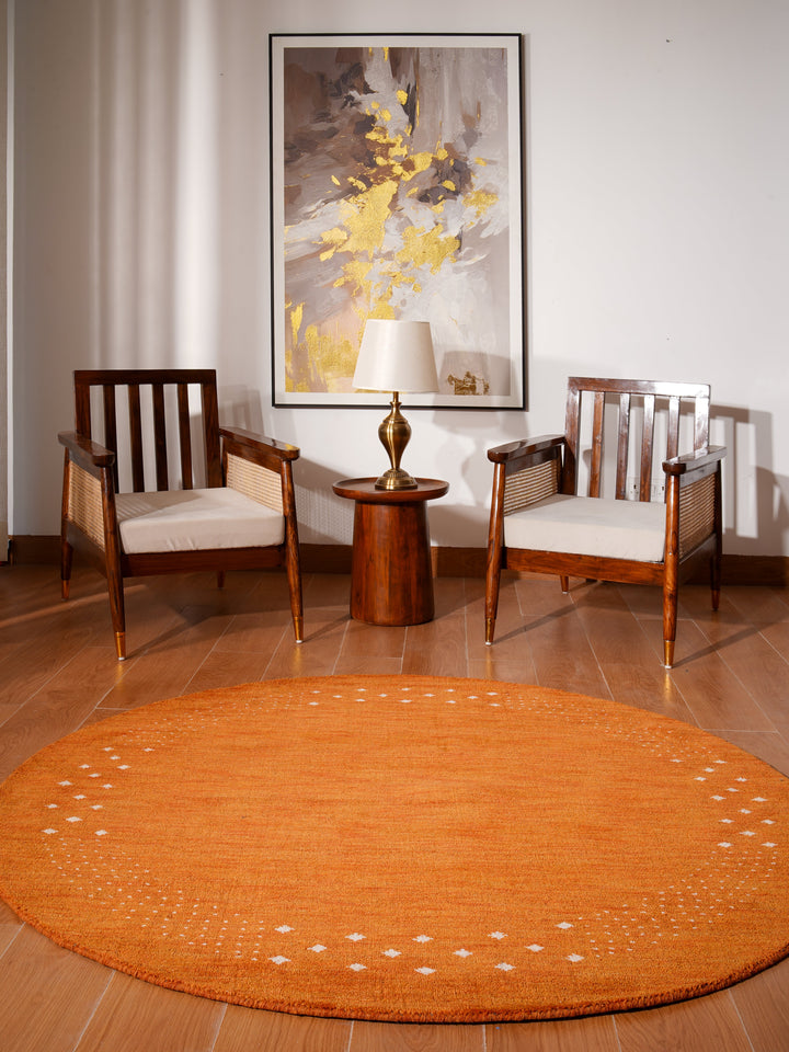 Contemporary Hand Knotted Wool Rug with Minimalist Border Design