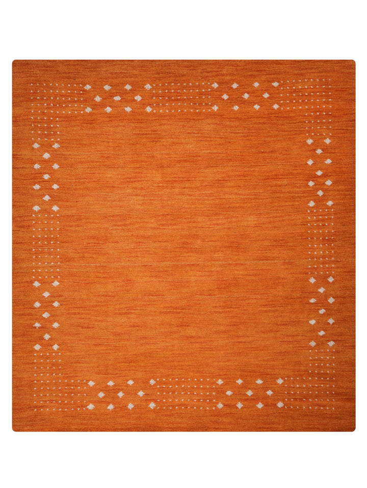 Contemporary Hand Knotted Wool Rug with Minimalist Border Design