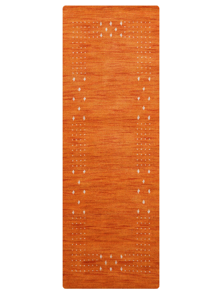 Contemporary Hand Knotted Wool Rug with Minimalist Border Design