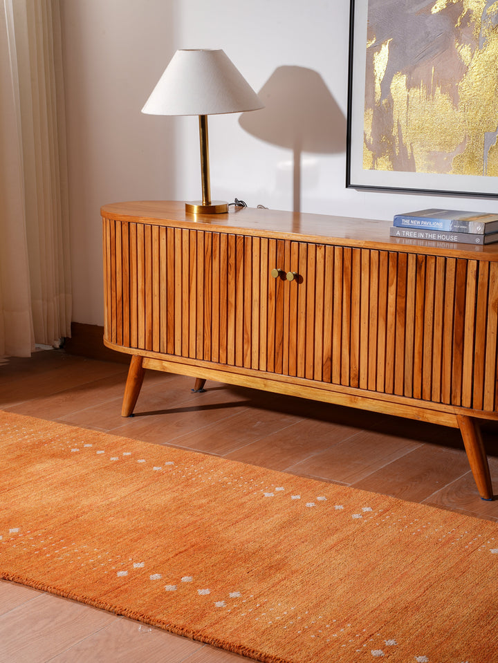 Contemporary Hand Knotted Wool Rug with Minimalist Border Design