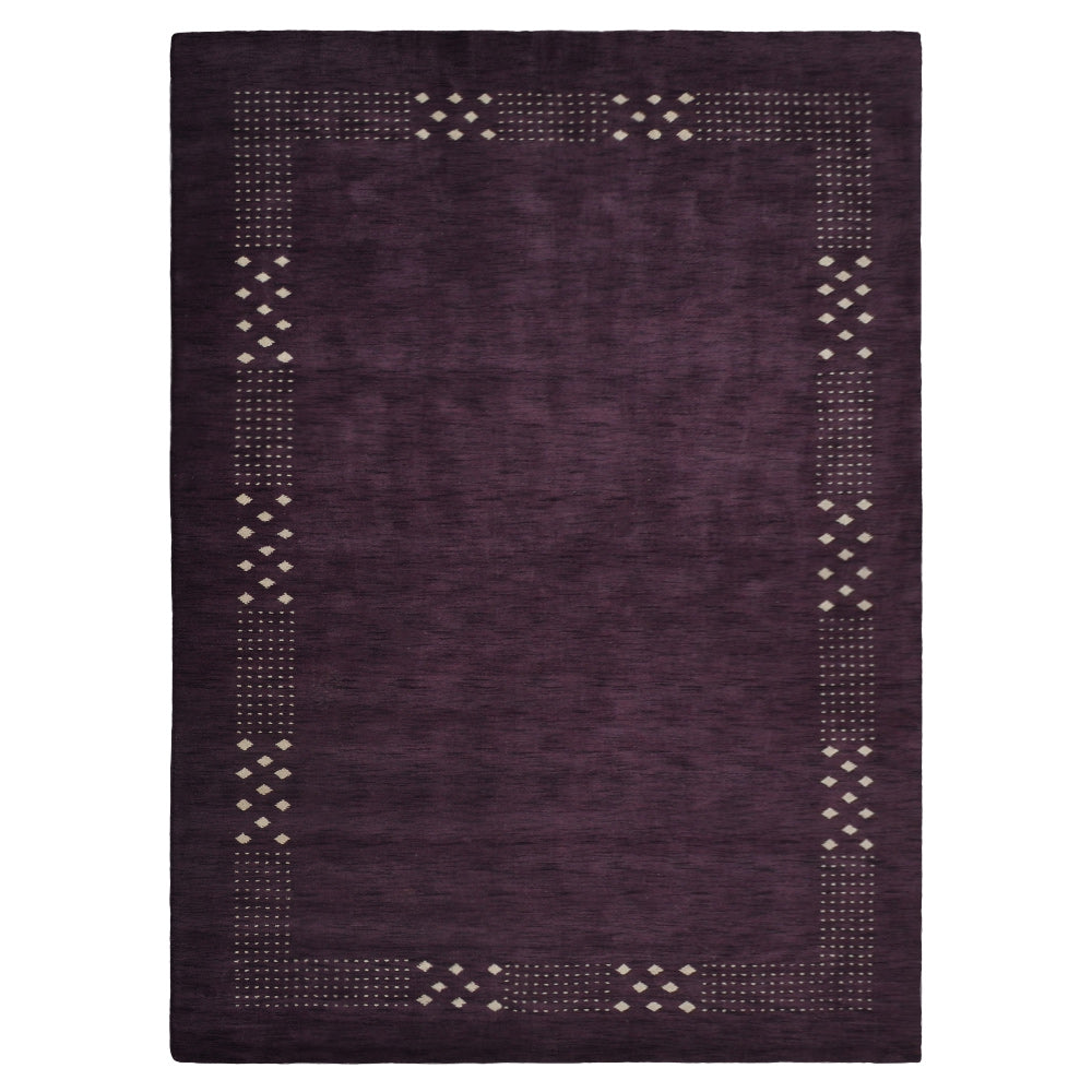 Contemporary Hand Knotted Wool Rug with Minimalist Border Design
