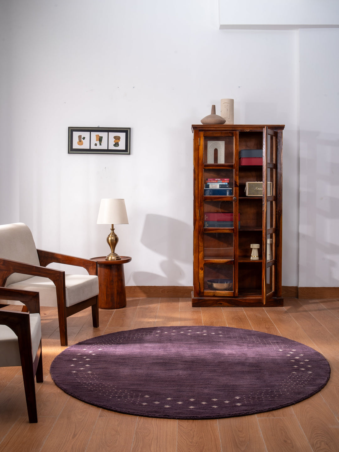 Contemporary Hand Knotted Wool Rug with Minimalist Border Design