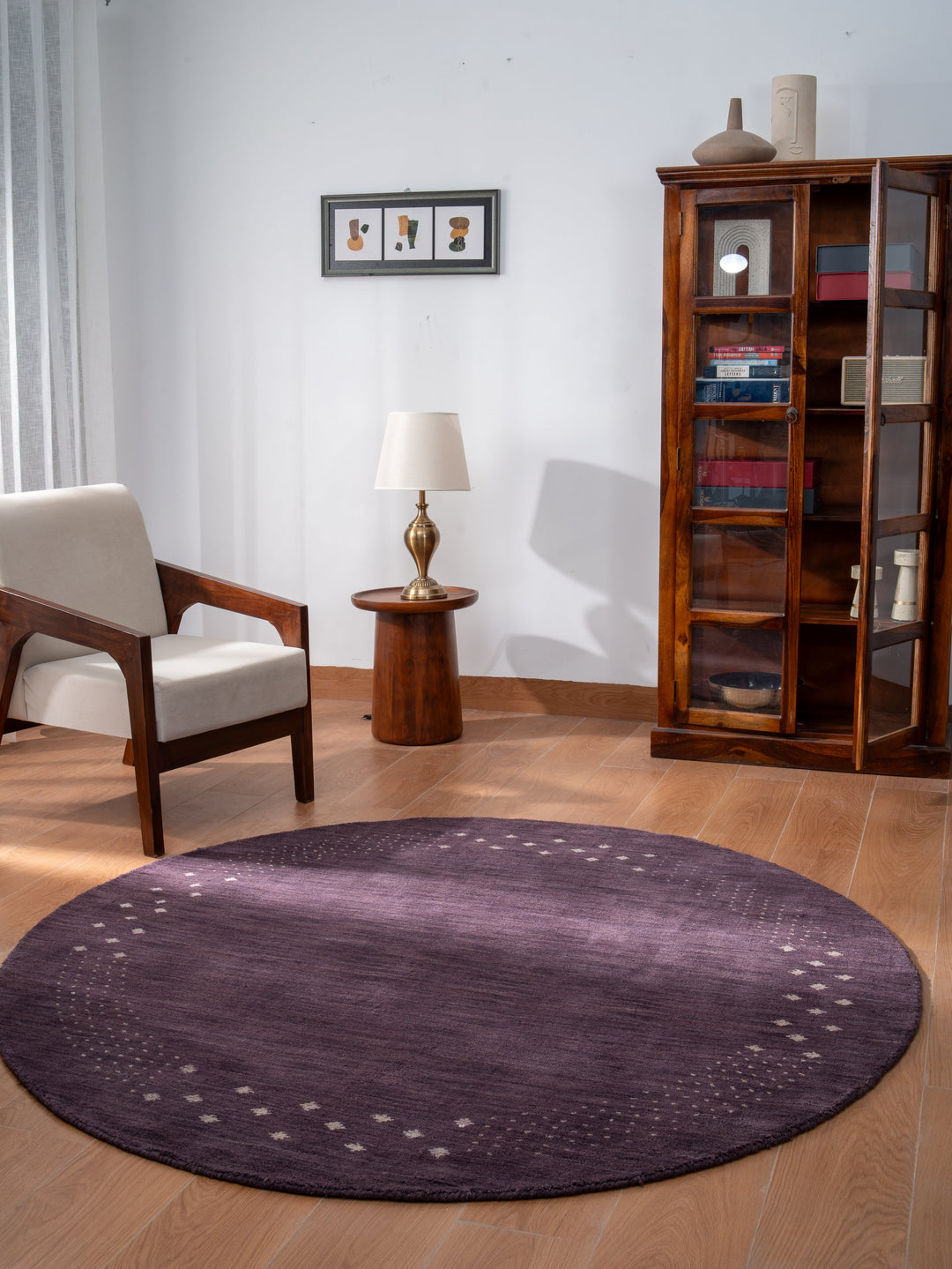 Contemporary Hand Knotted Wool Rug with Minimalist Border Design