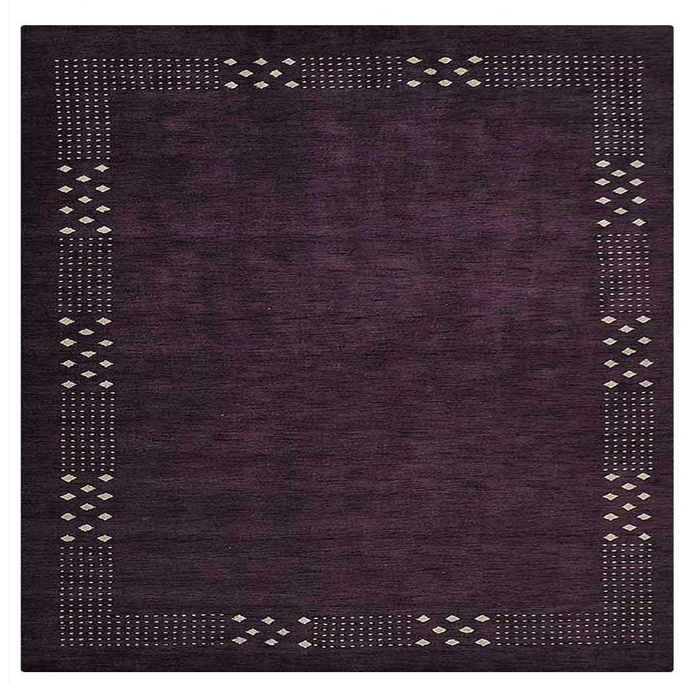 Contemporary Hand Knotted Wool Rug with Minimalist Border Design