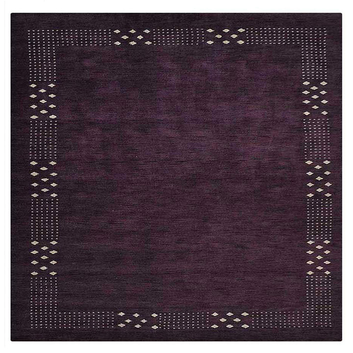 Contemporary Hand Knotted Wool Rug with Minimalist Border Design