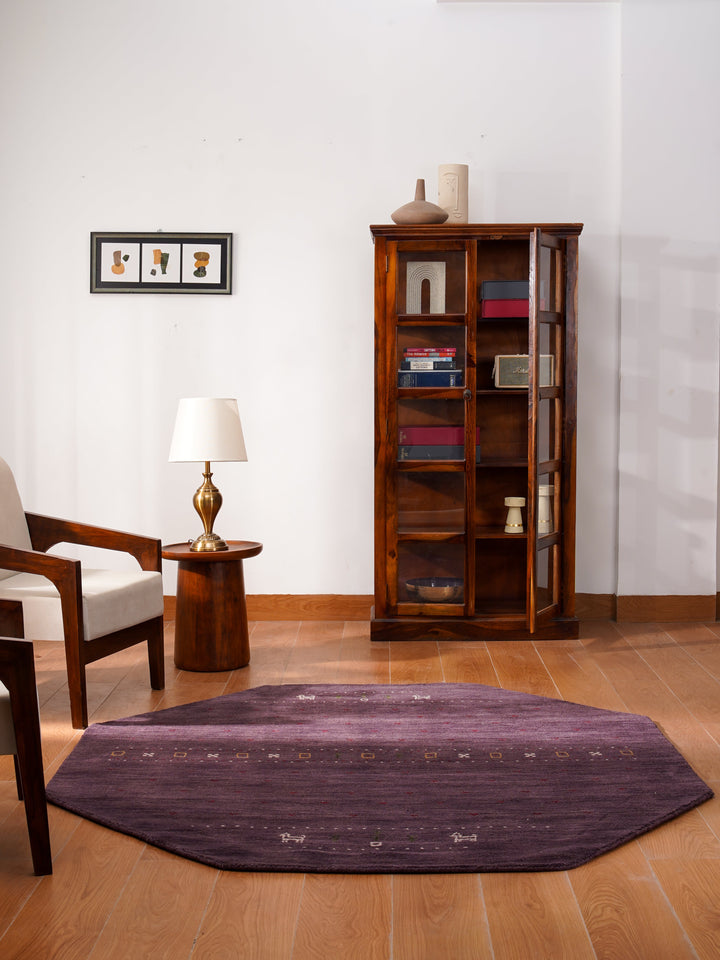 Contemporary Hand Knotted Wool Rug with Minimalist Border Design