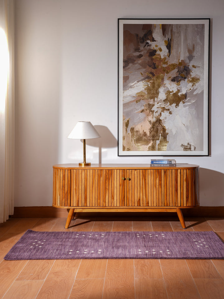Contemporary Hand Knotted Wool Rug with Minimalist Border Design