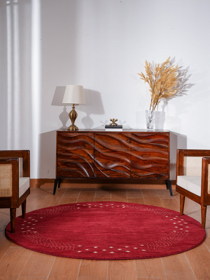 Contemporary Hand Knotted Wool Rug with Minimalist Border Design
