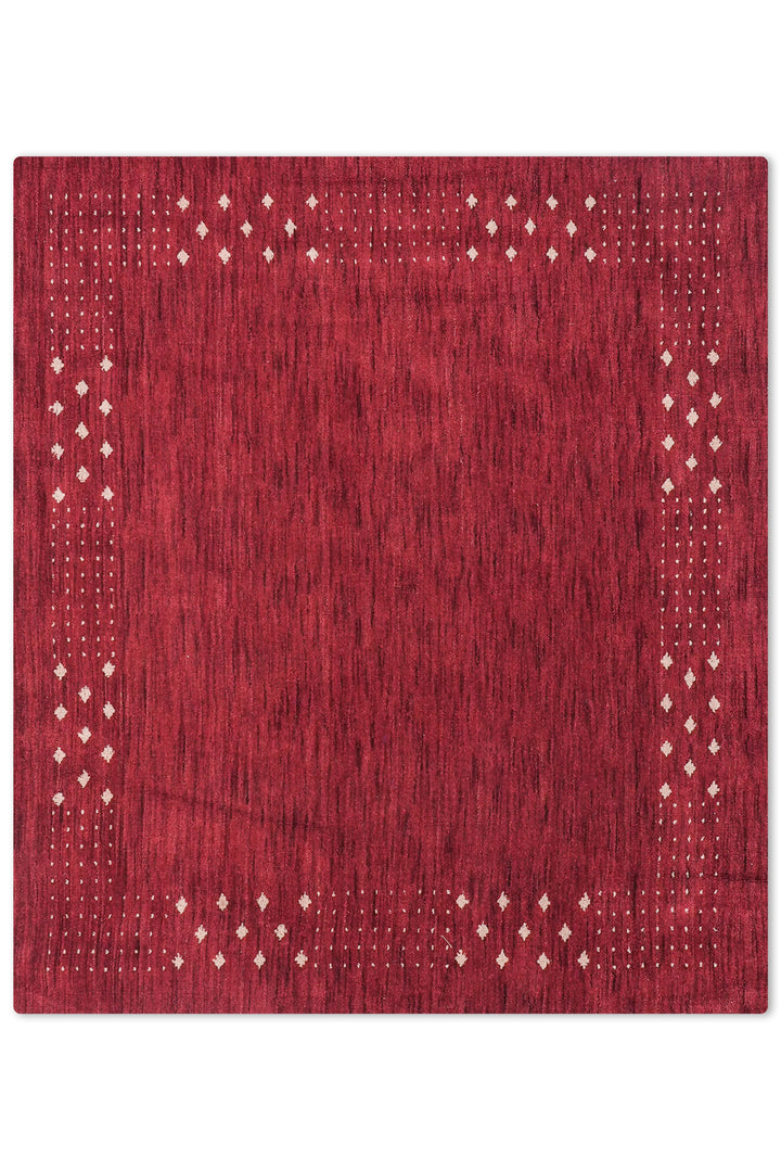 Contemporary Hand Knotted Wool Rug with Minimalist Border Design