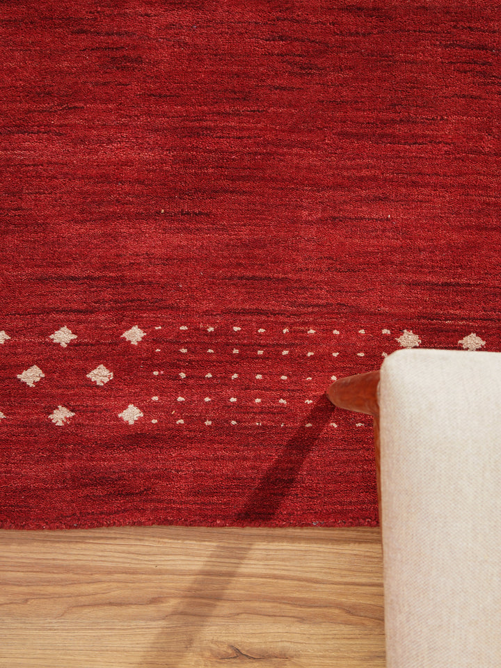 Contemporary Hand Knotted Wool Rug with Minimalist Border Design
