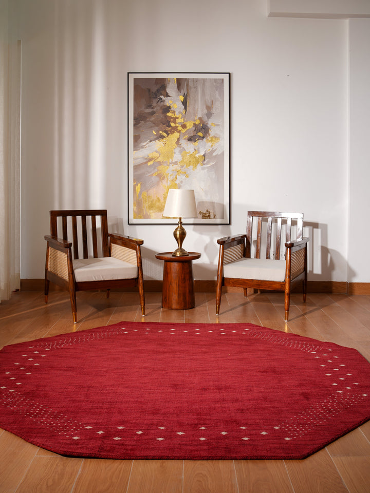 Contemporary Hand Knotted Wool Rug with Minimalist Border Design
