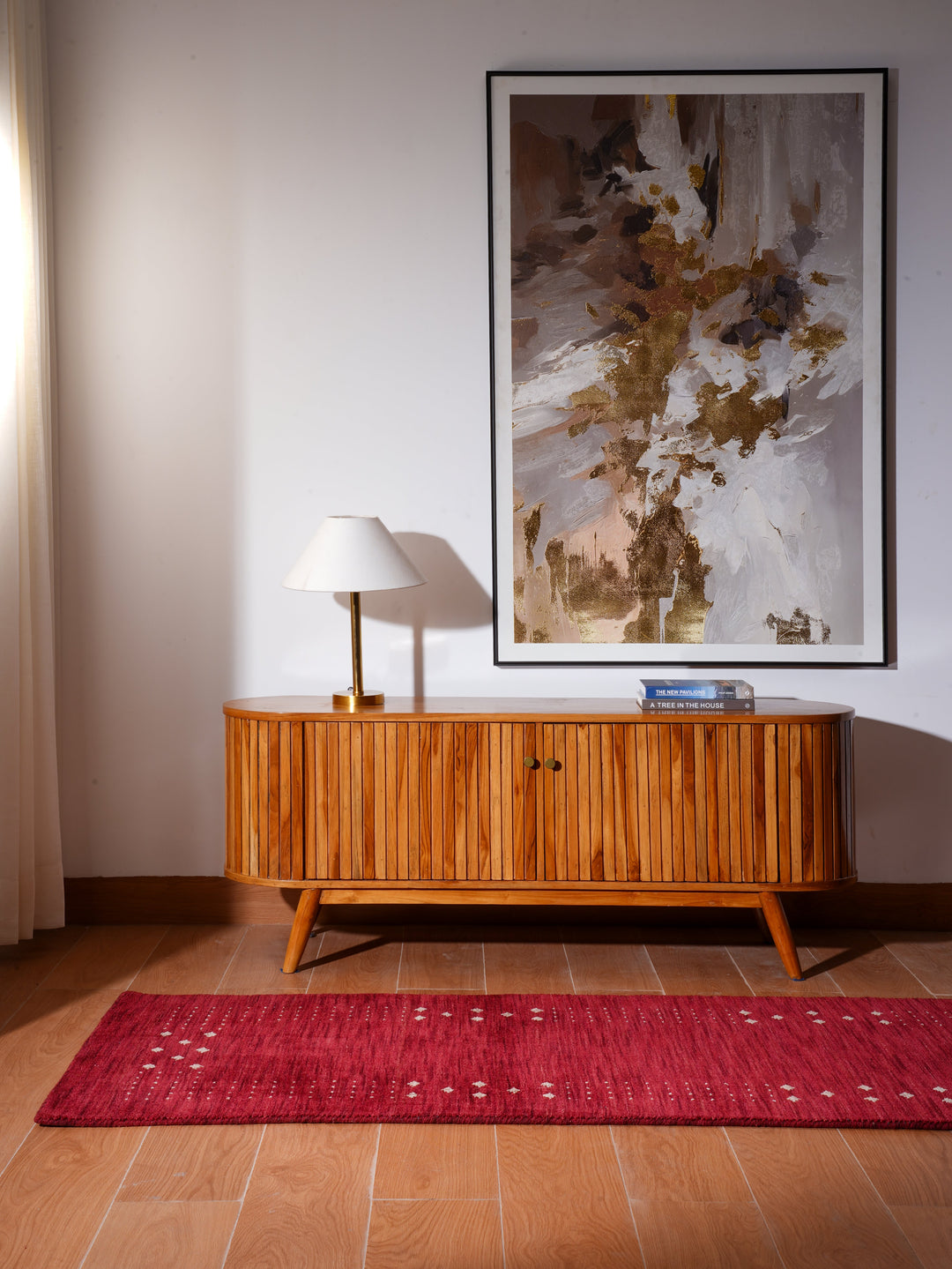 Contemporary Hand Knotted Wool Rug with Minimalist Border Design