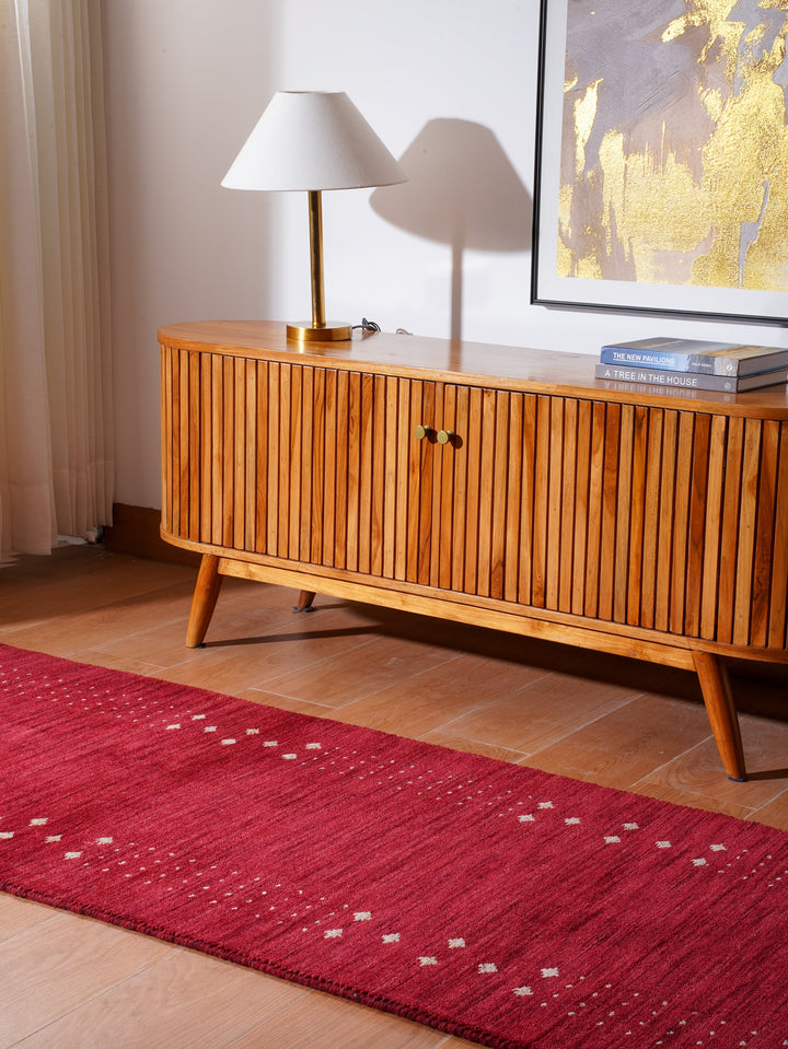 Contemporary Hand Knotted Wool Rug with Minimalist Border Design