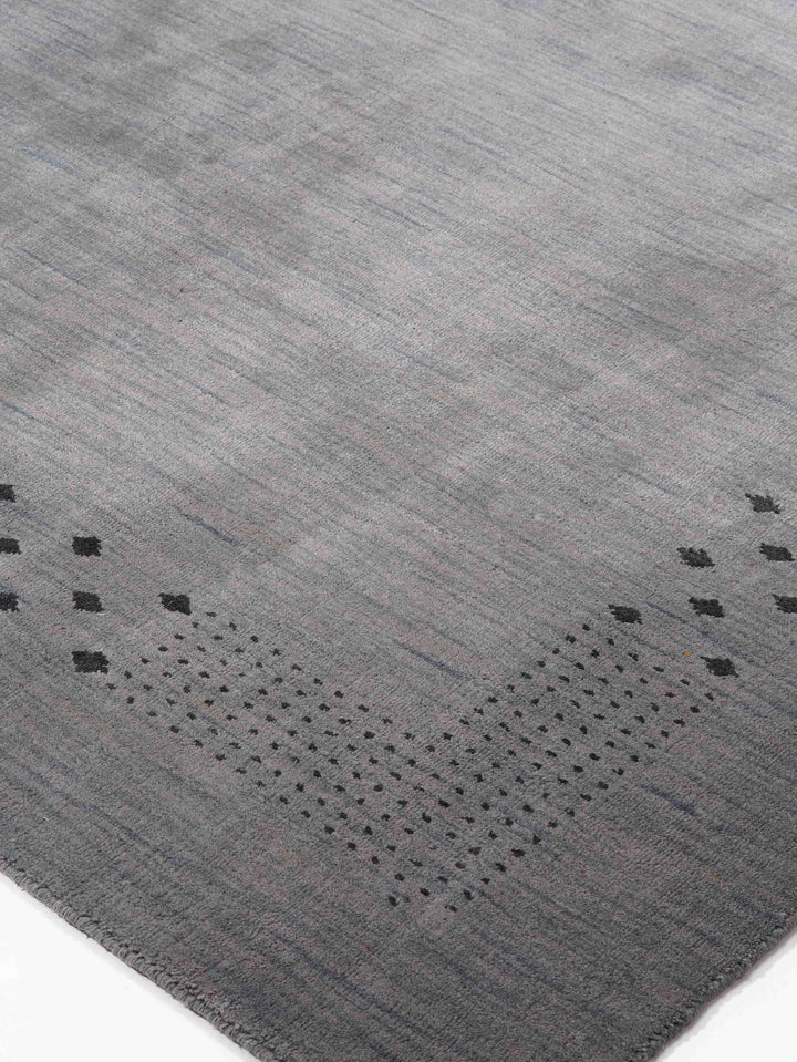 Contemporary Hand Knotted Wool Rug with Minimalist Border Design